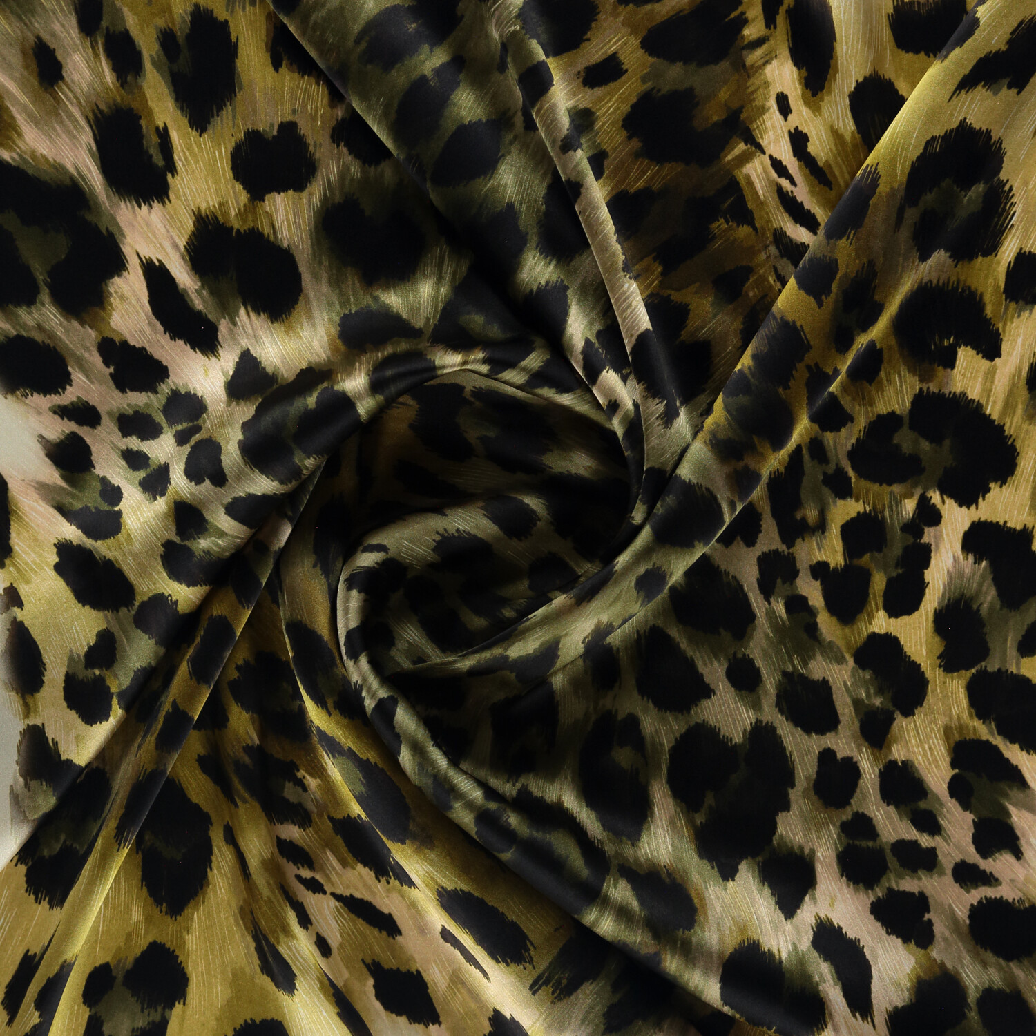 Sciarpa quadrata in twill di seta con motivo leopardato verde naturale - 2