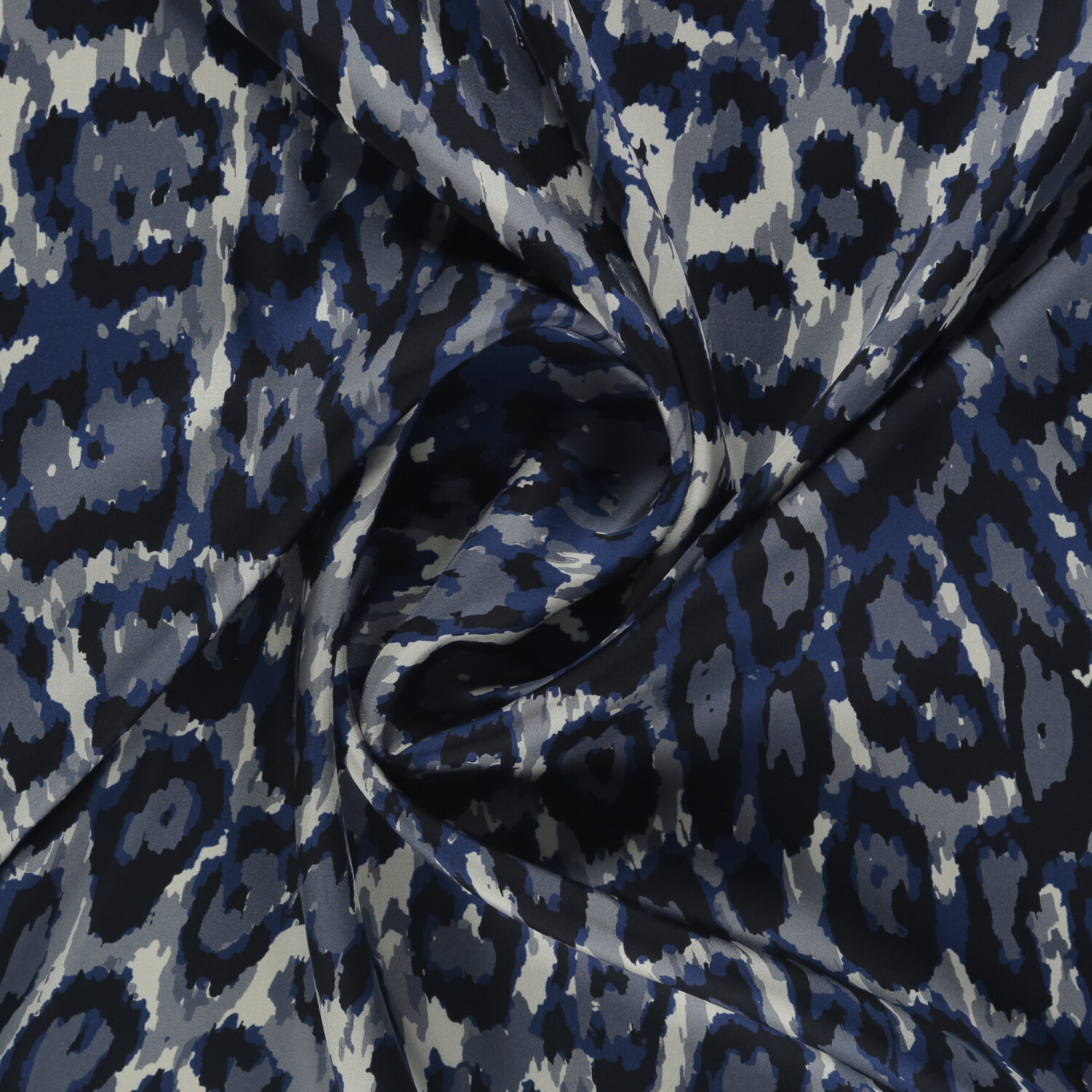 Sciarpa quadrata in twill di seta con motivo leopardato Vismara blu navy - 2