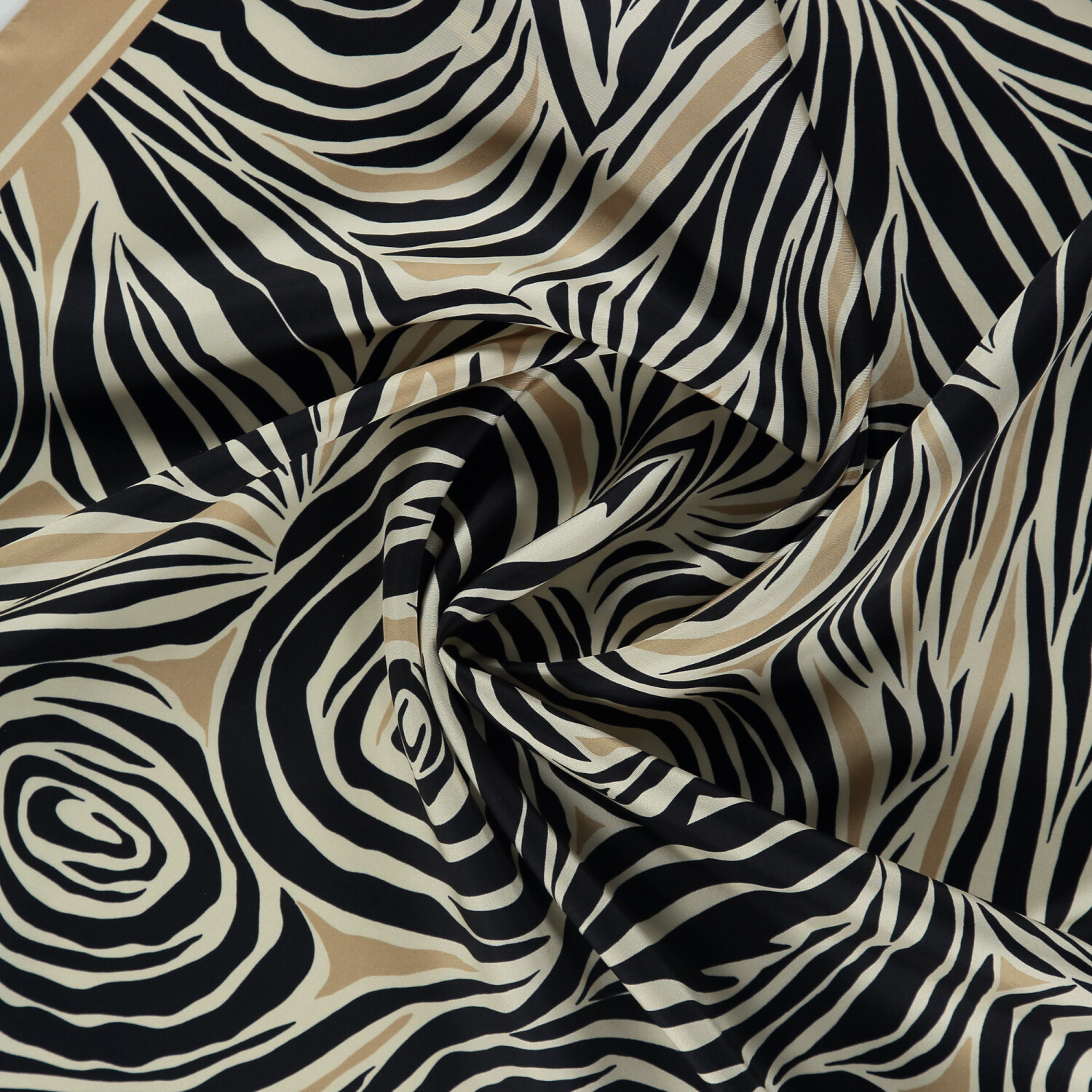 Sciarpa quadrata in twill di seta con motivo monofiore beige - 2