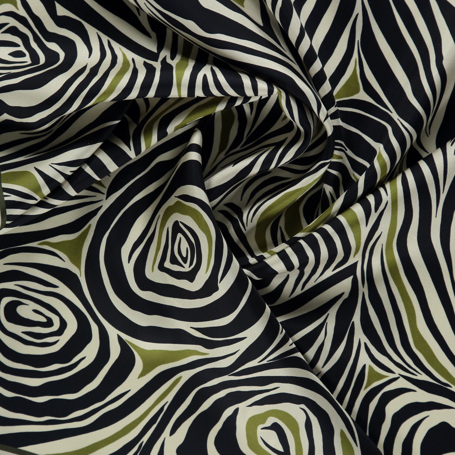 Sciarpa quadrata in twill di seta con motivo monofiore color cachi - 2