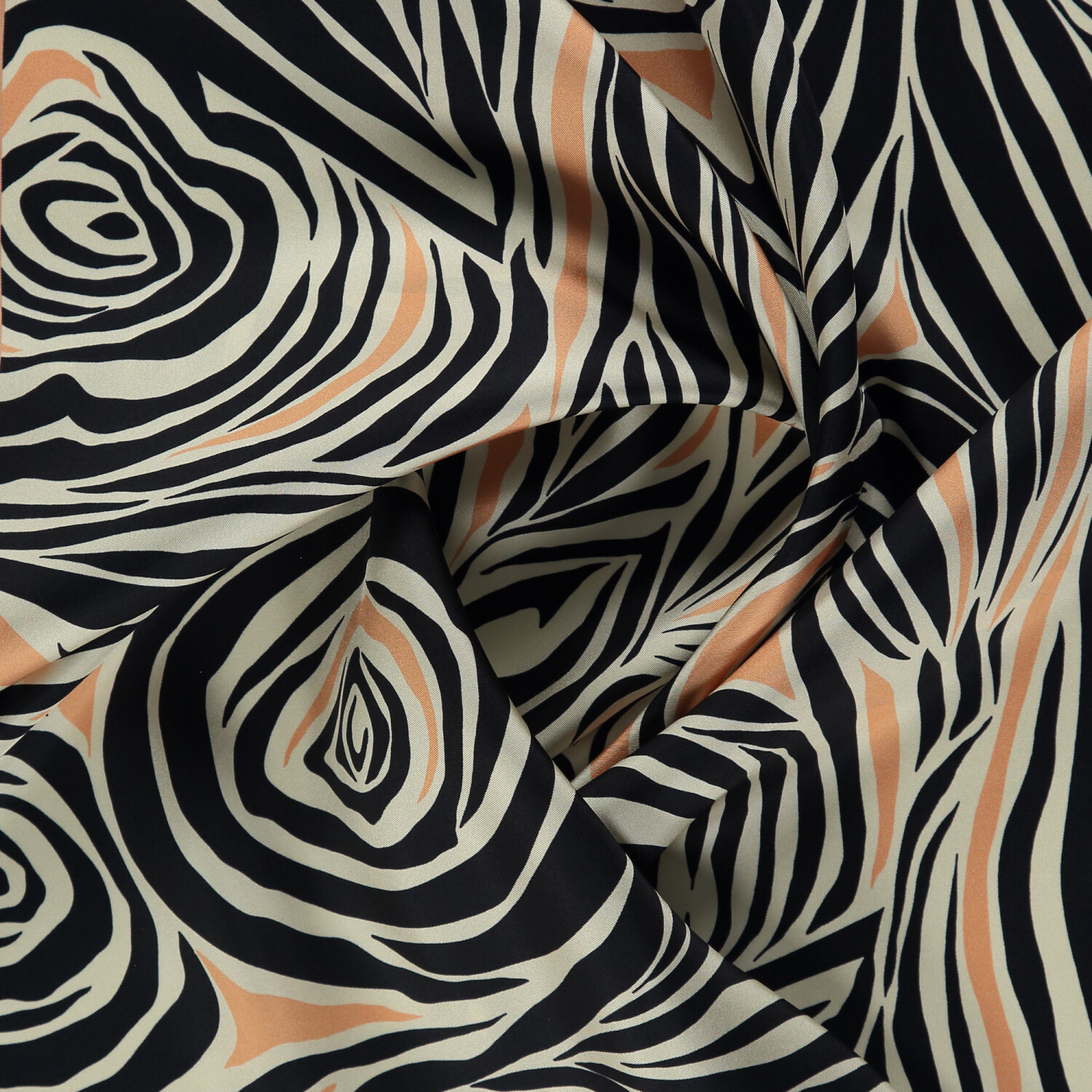 Sciarpa quadrata in twill di seta con motivo monofiore color salmone - 2