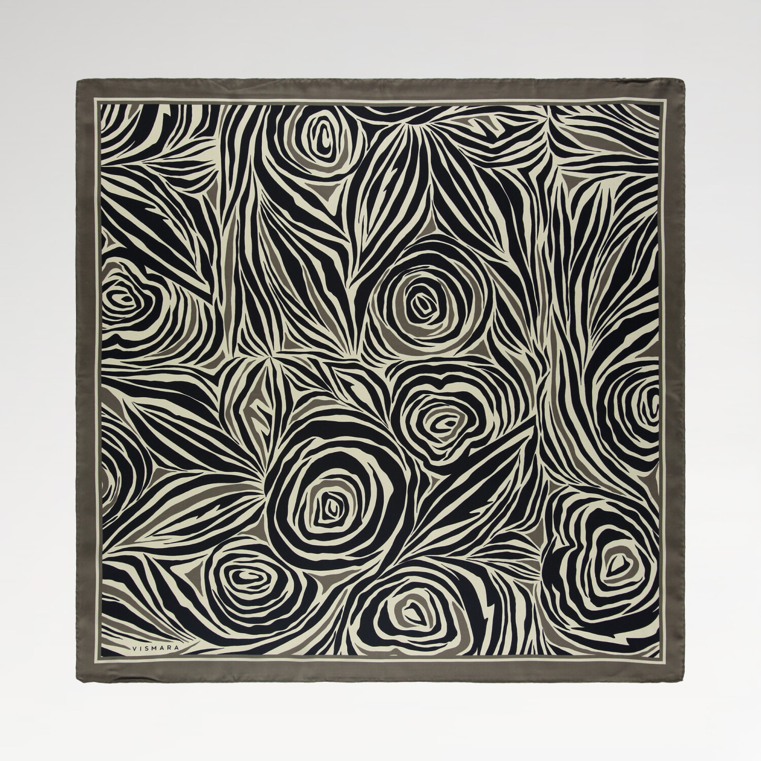 Sciarpa quadrata in twill di seta con motivo monofiore di visone - 1