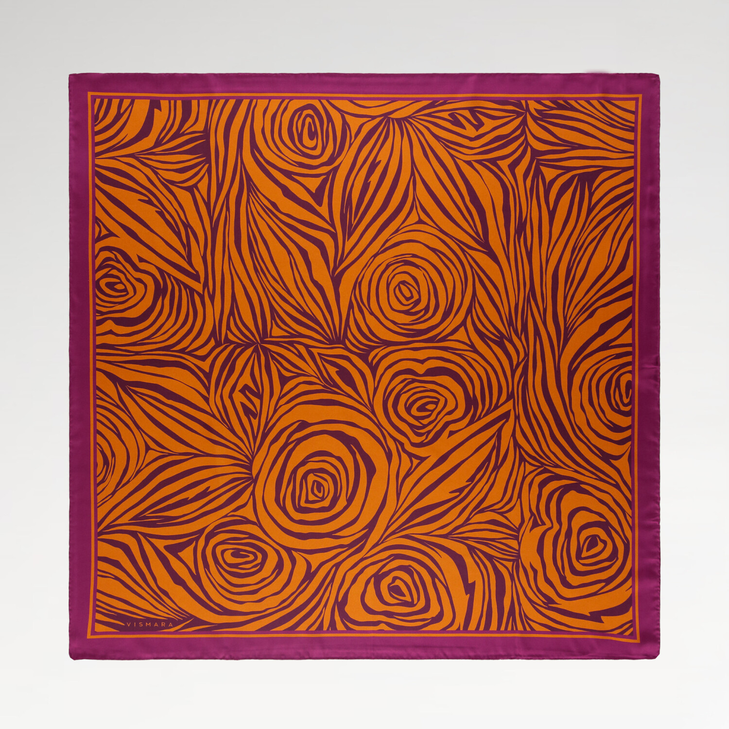 Sciarpa quadrata in twill di seta con motivo monofiore fucsia - 1
