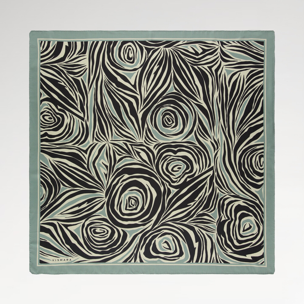 Sciarpa quadrata in twill di seta con motivo monofiore menta