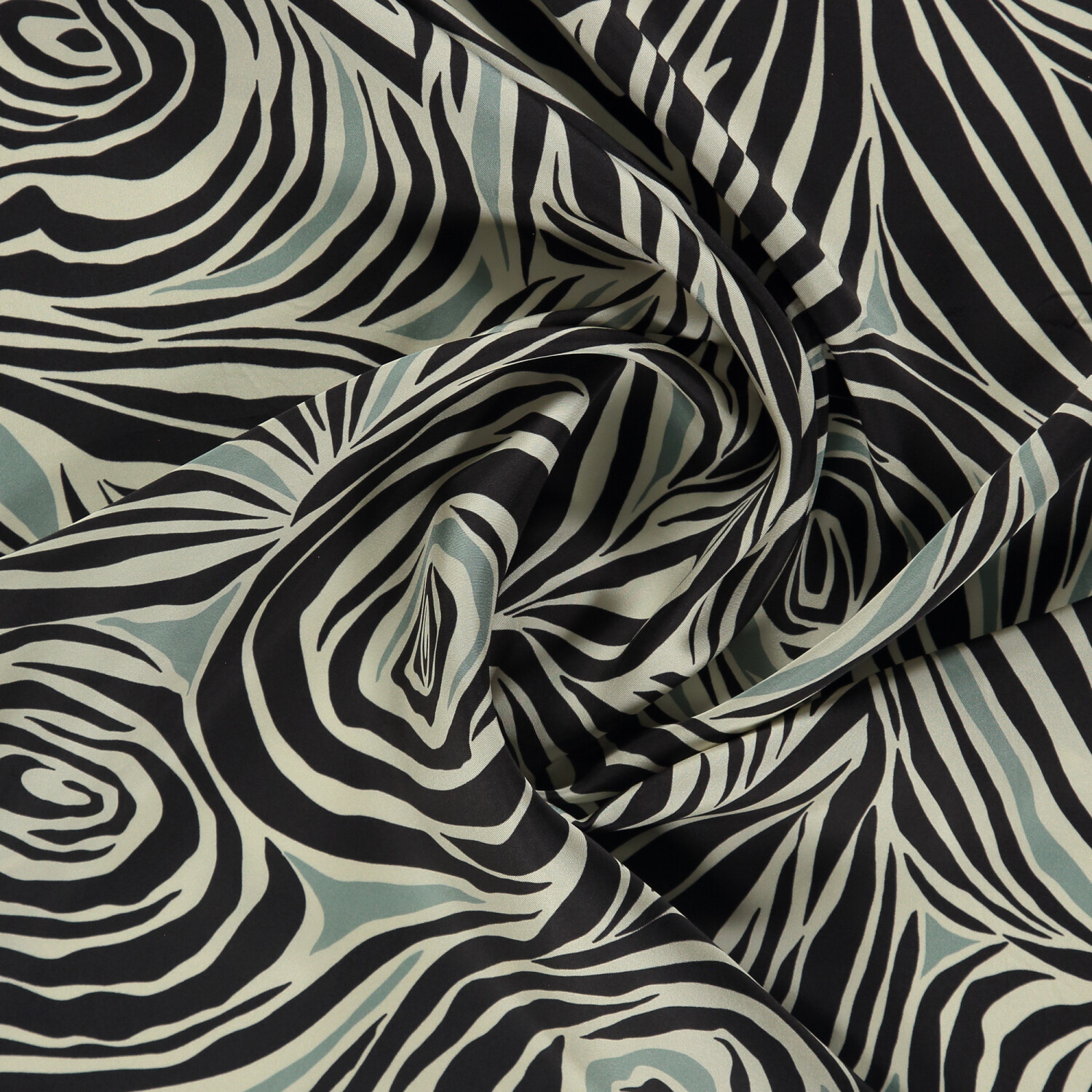 Sciarpa quadrata in twill di seta con motivo monofiore menta - 2
