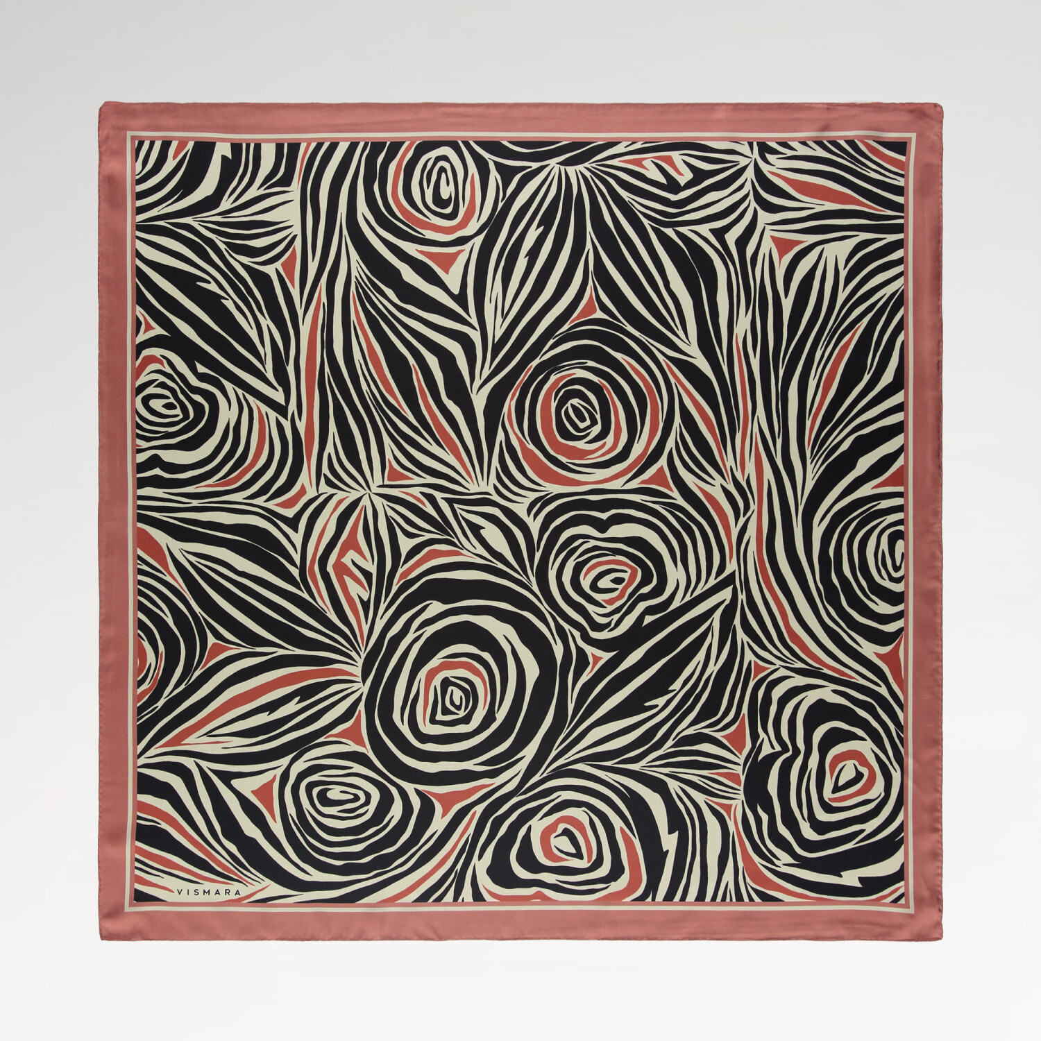 Sciarpa quadrata in twill di seta con motivo monofiore rosa - 1