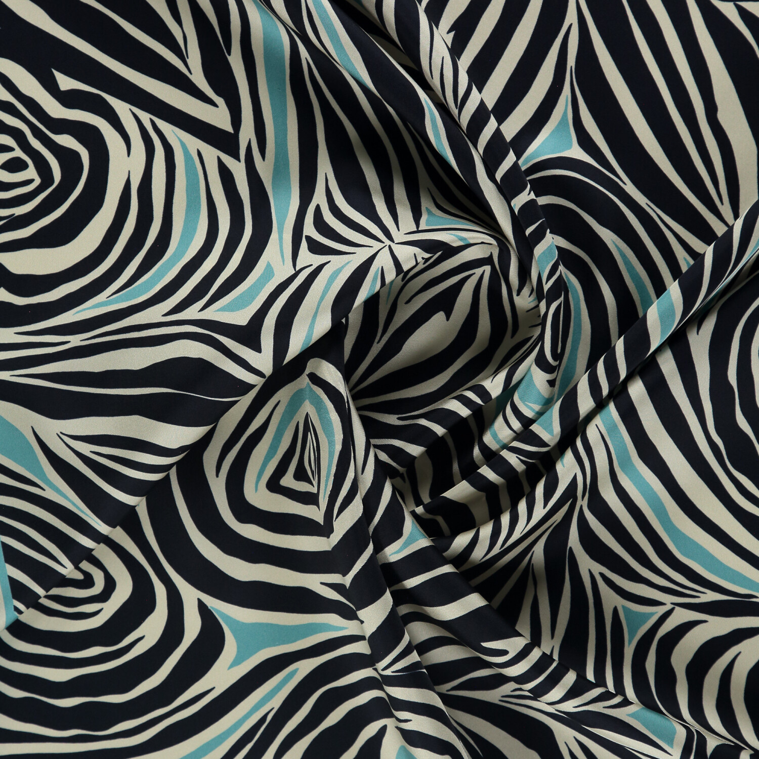 Sciarpa quadrata in twill di seta con motivo monofiore turchese - 2