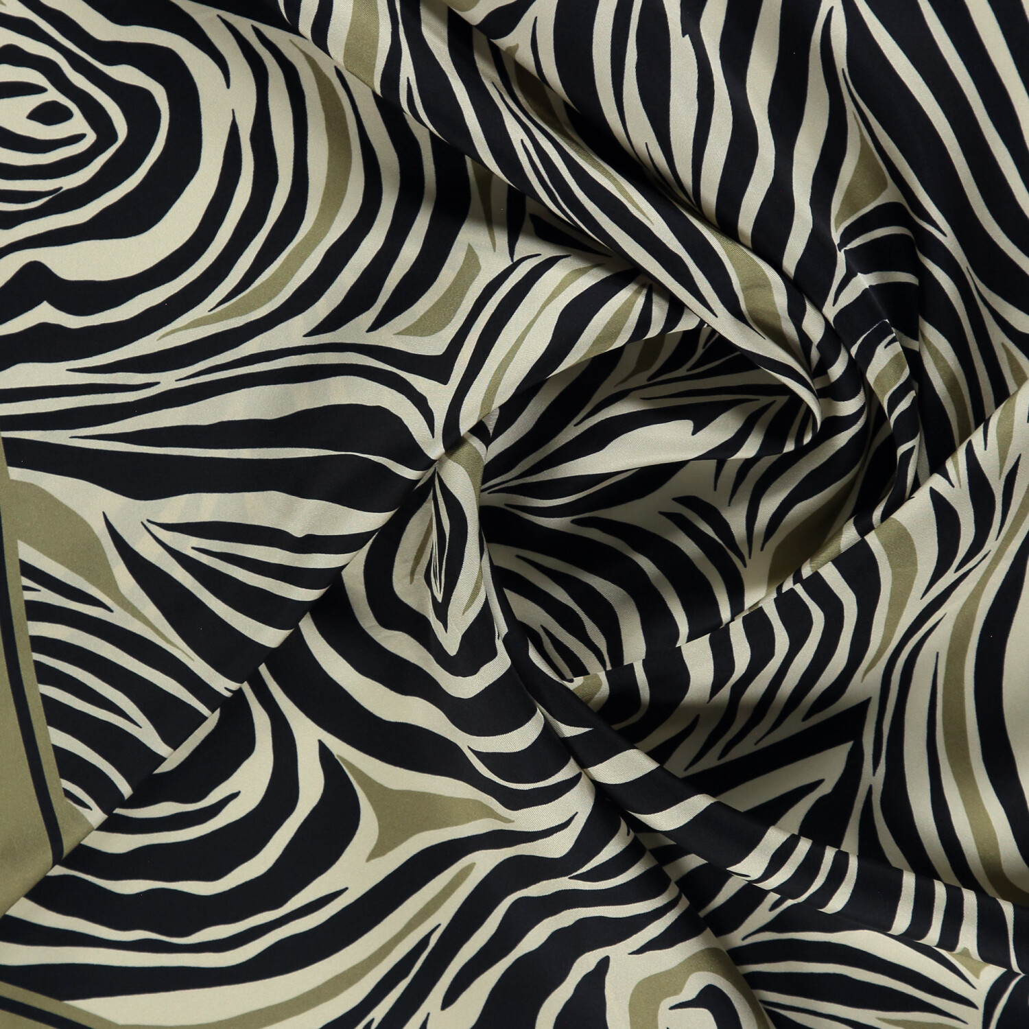 Sciarpa quadrata in twill di seta con motivo monofiore verde - 2