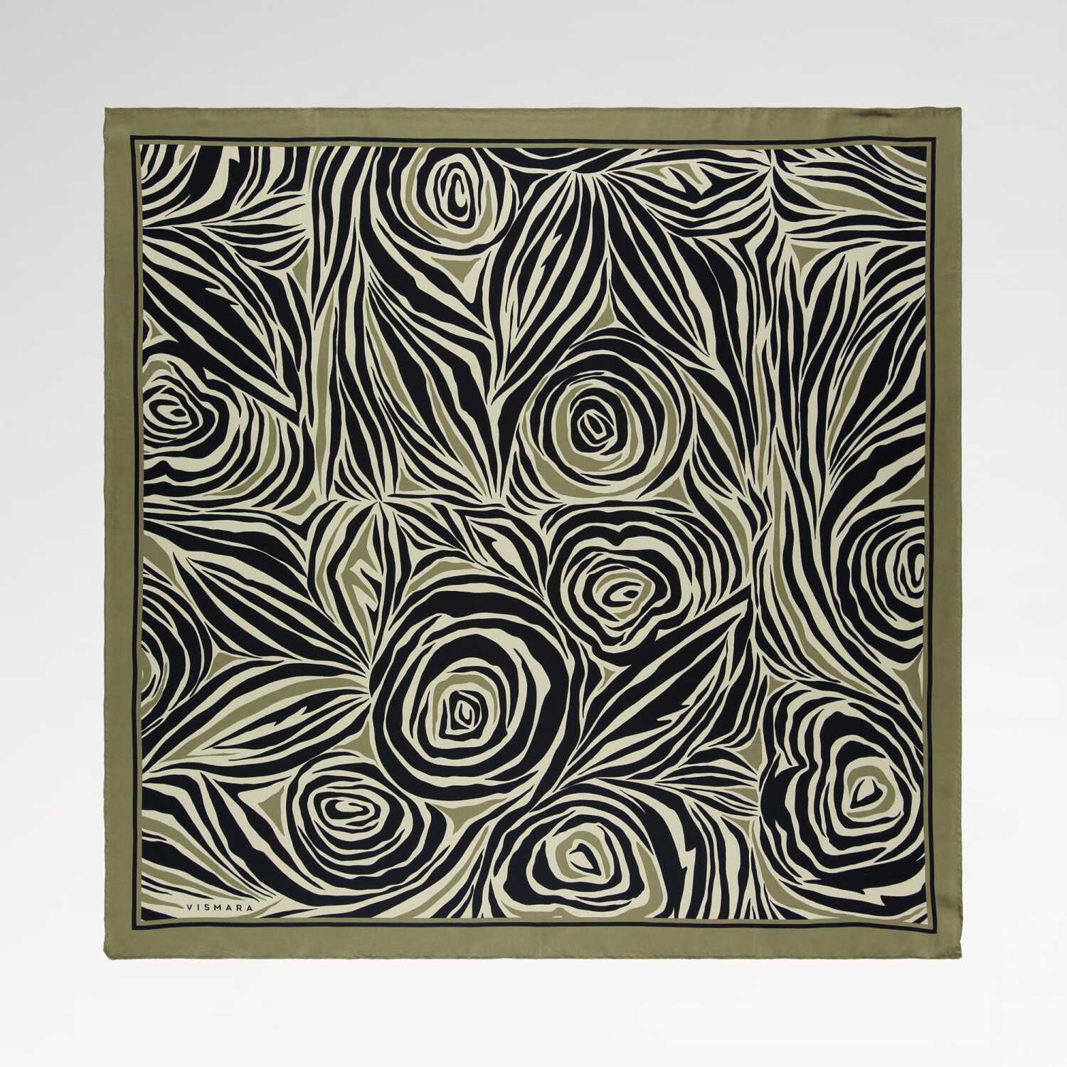 Sciarpa quadrata in twill di seta con motivo monofiore verde - 1