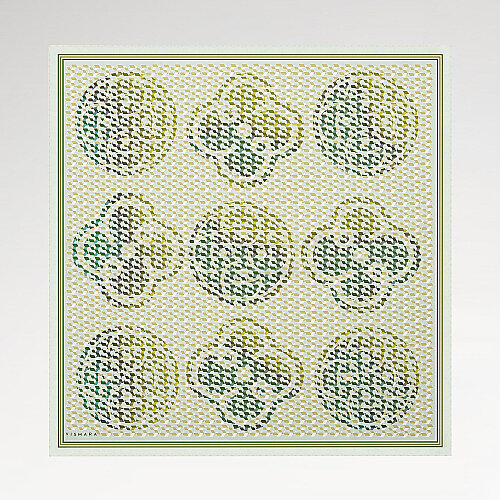 Sciarpa quadrata in twill di seta con motivo monogramma isometrico color menta