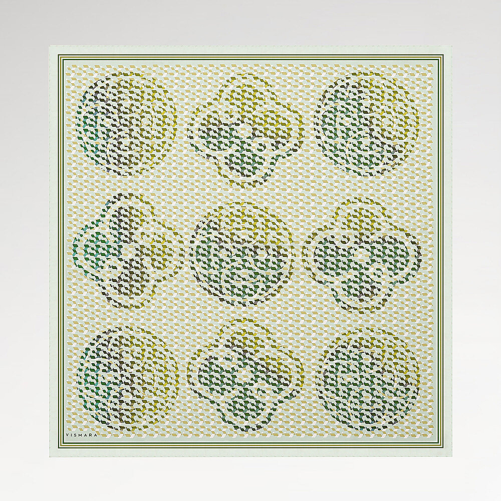 Sciarpa quadrata in twill di seta con motivo monogramma isometrico color menta - 1