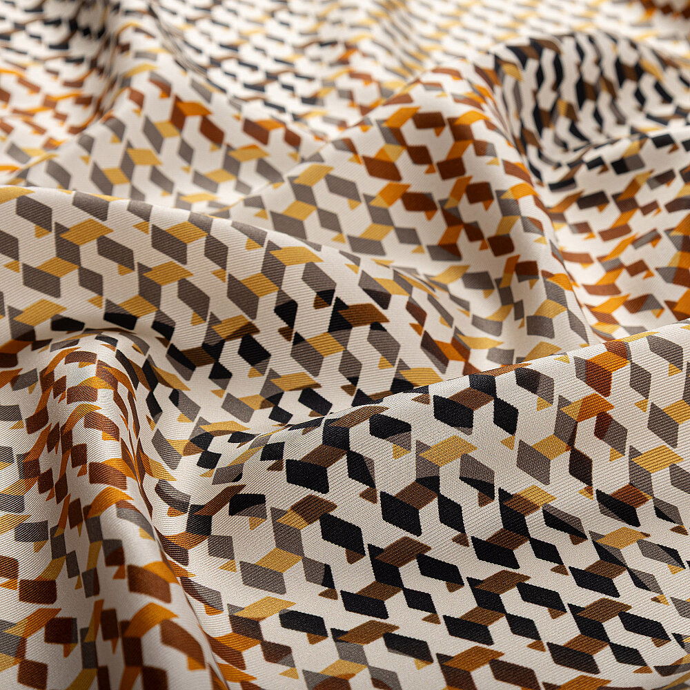 Sciarpa quadrata in twill di seta con motivo monogramma isometrico in visone - 2