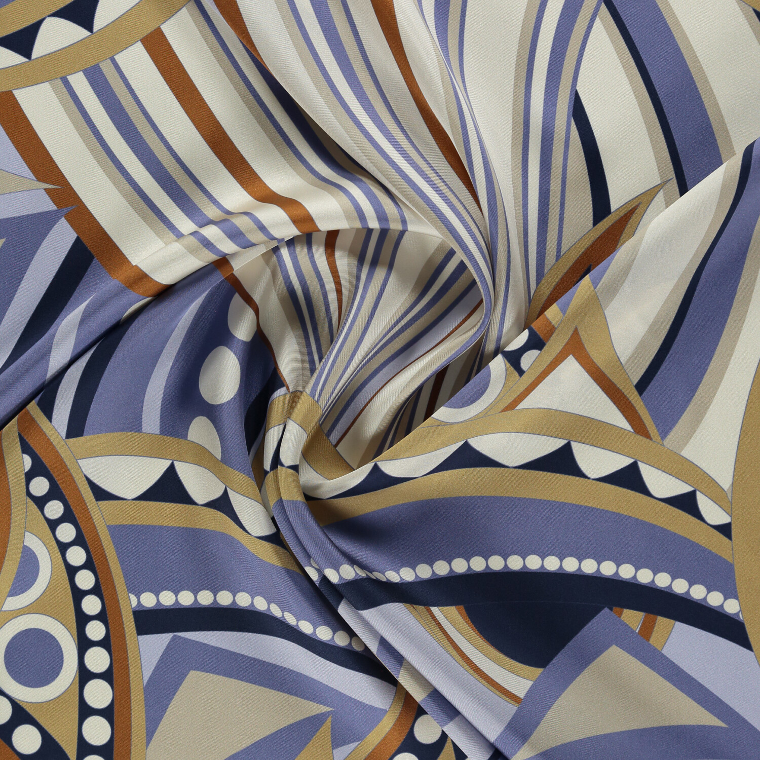 Sciarpa quadrata in twill di seta con motivo Optical Art blu - 2
