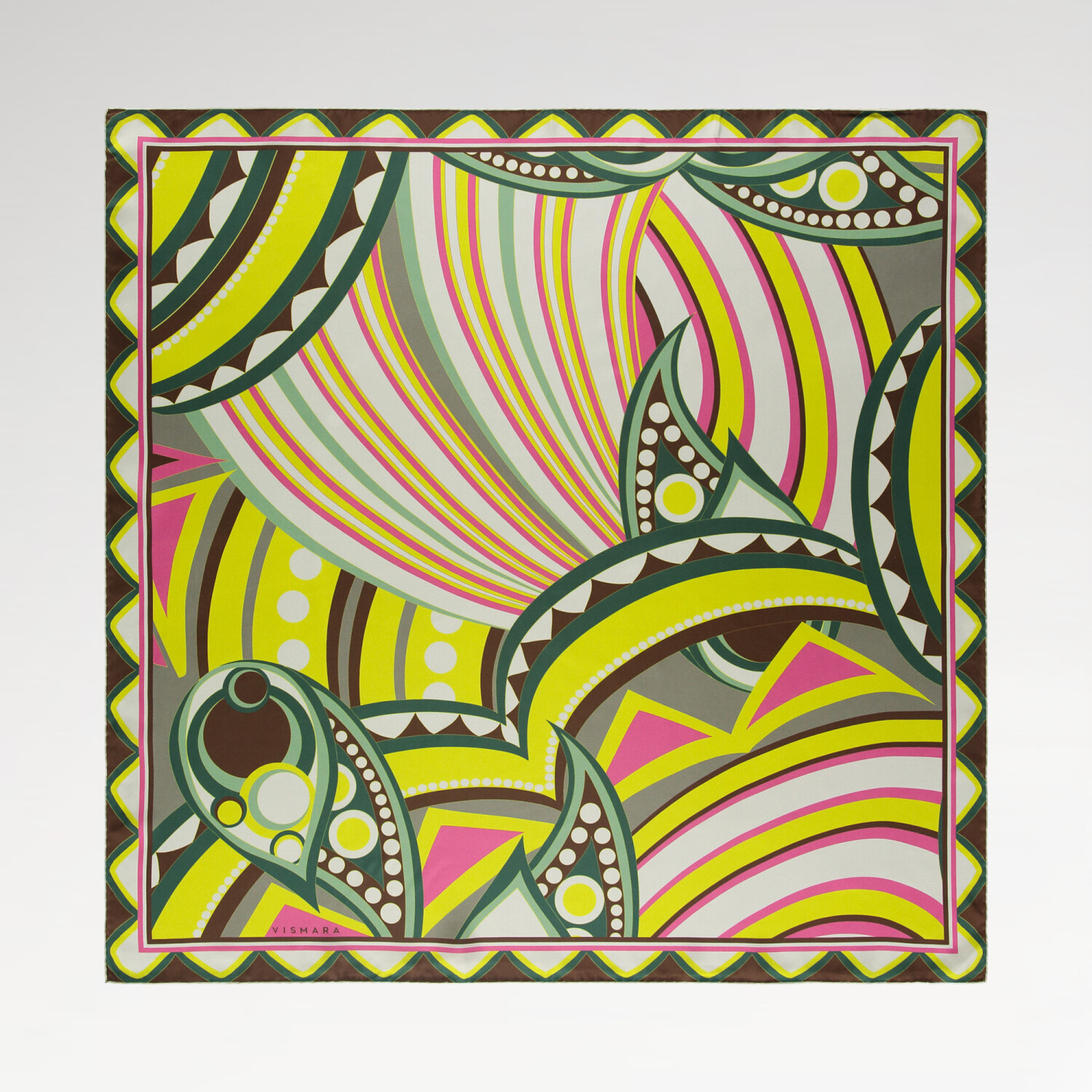 Sciarpa quadrata in twill di seta con motivo Optical Art giallo - 1