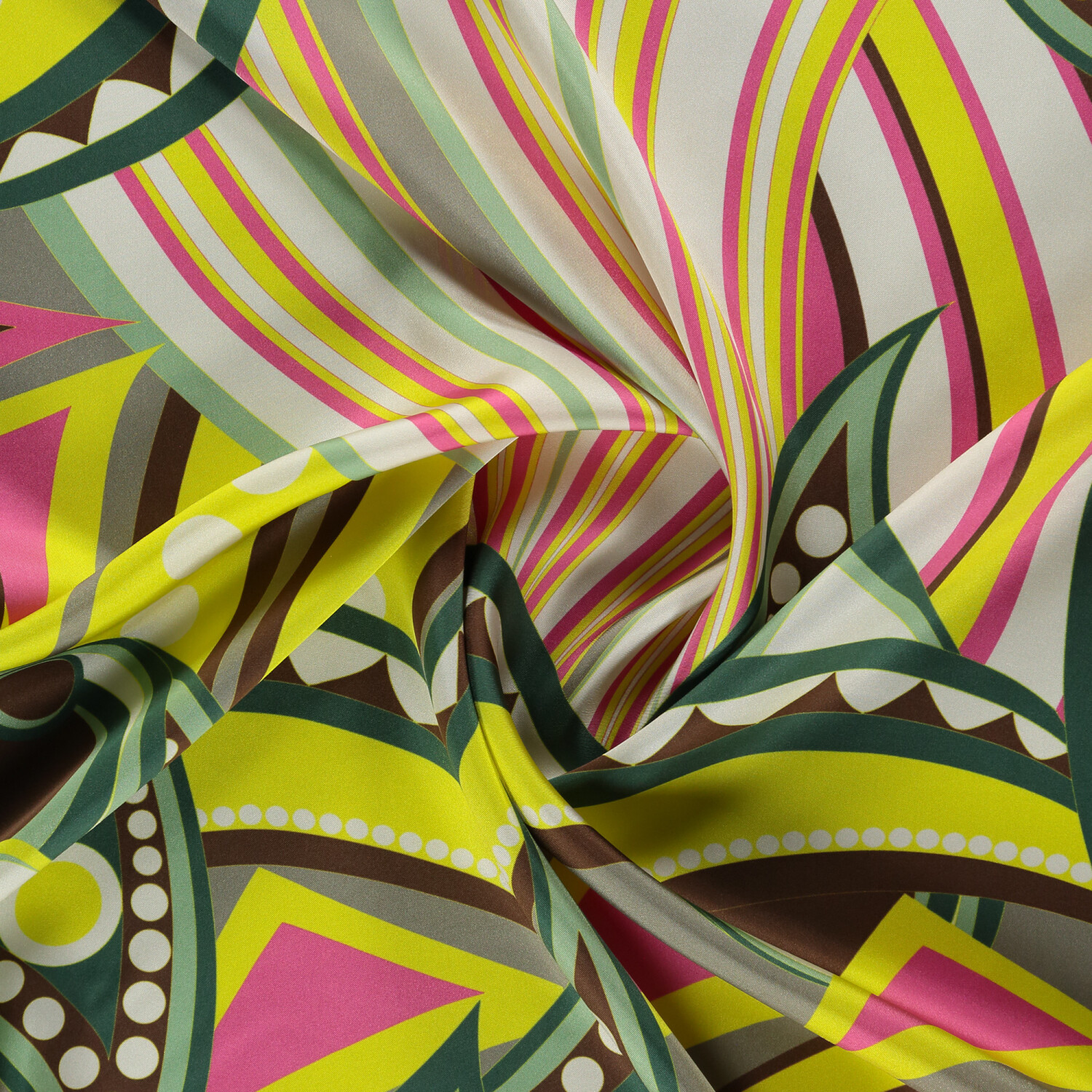 Sciarpa quadrata in twill di seta con motivo Optical Art giallo - 2