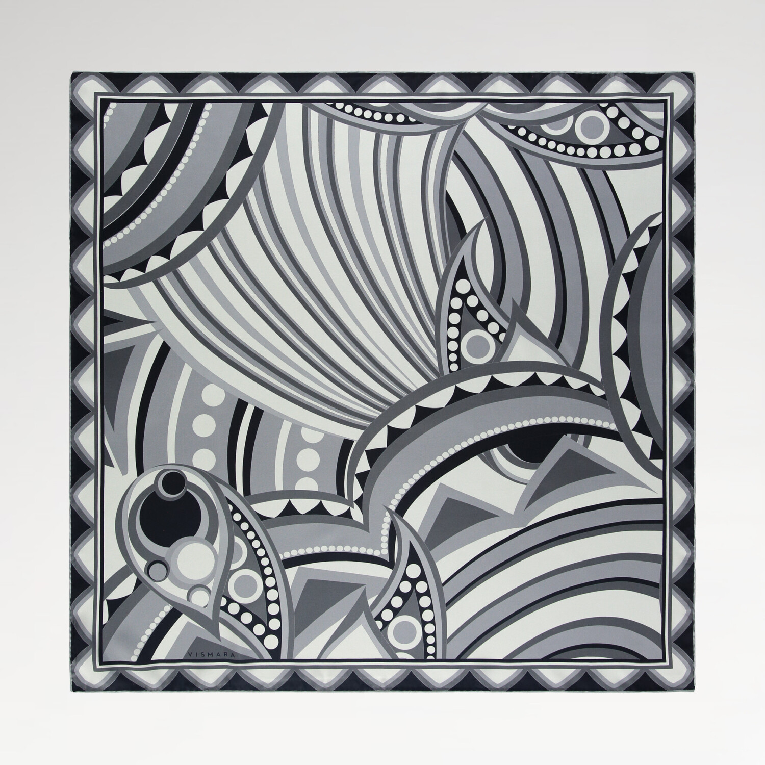 Sciarpa quadrata in twill di seta con motivo Optical Art grigio - 1