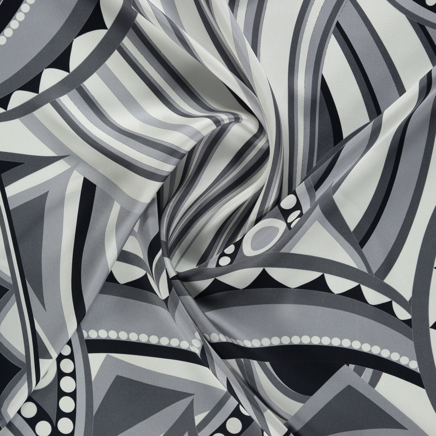 Sciarpa quadrata in twill di seta con motivo Optical Art grigio - 2