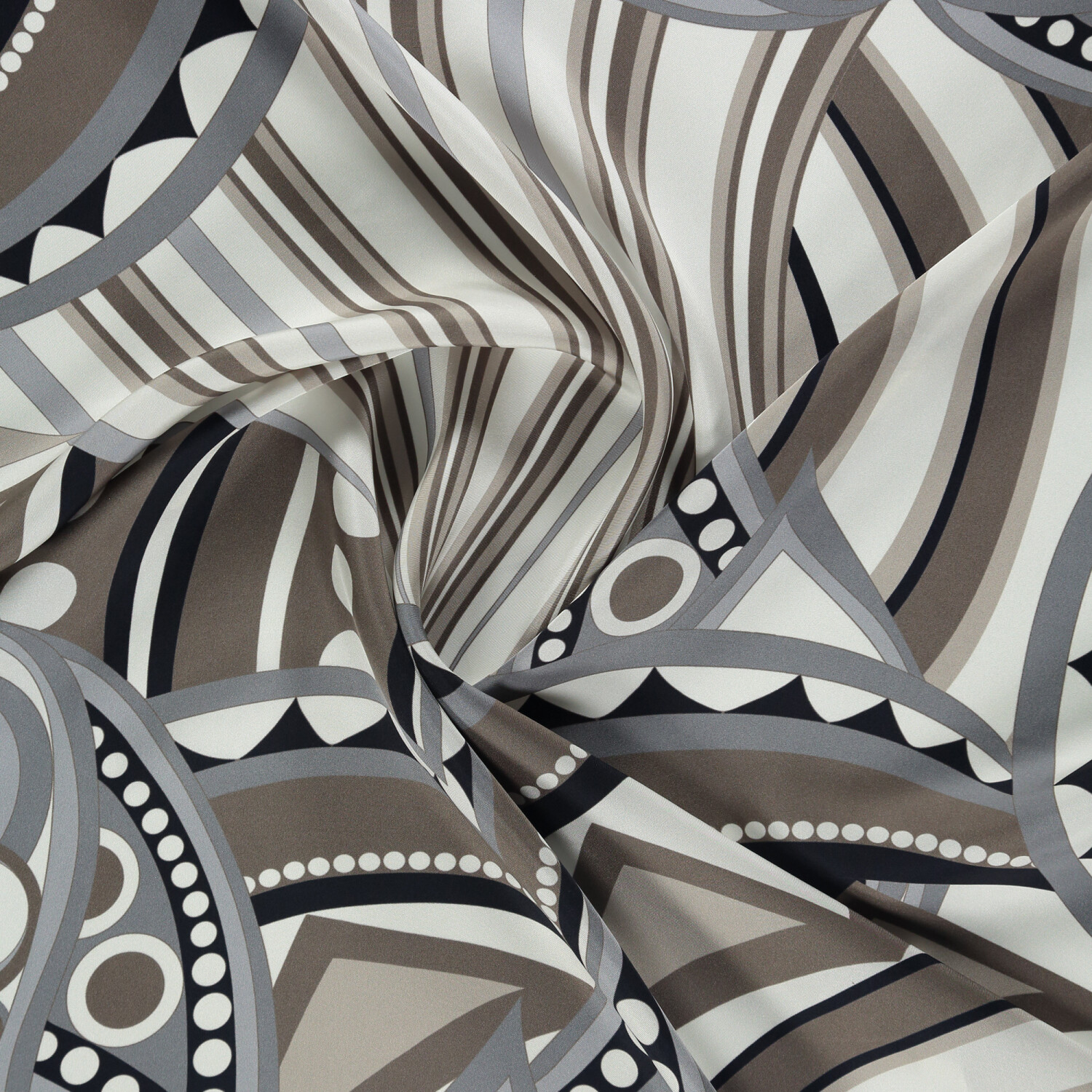 Sciarpa quadrata in twill di seta con motivo Optical Art in visone - 2