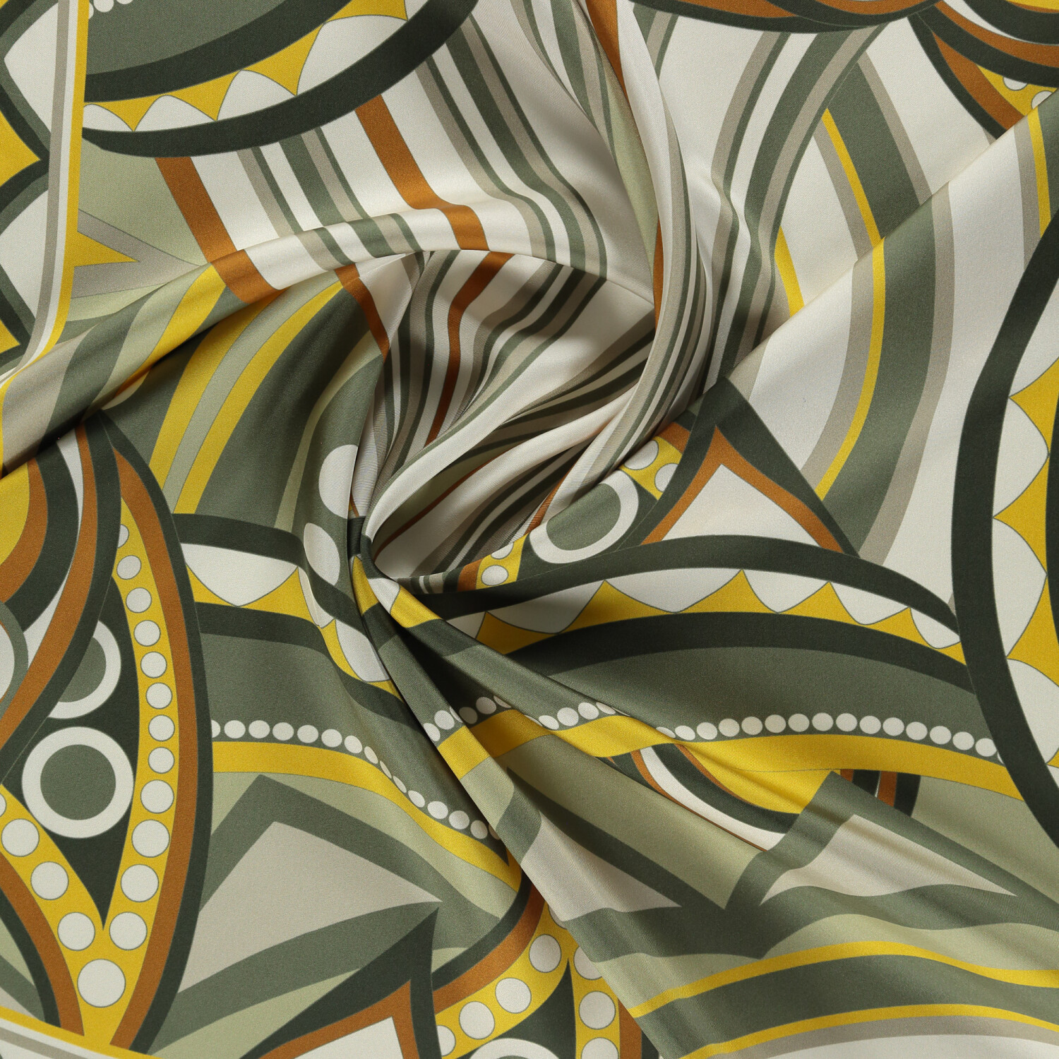 Sciarpa quadrata in twill di seta con motivo Optical Art verde - 2