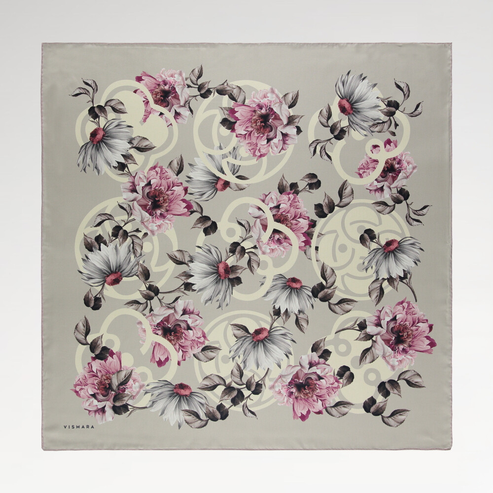 Sciarpa quadrata in twill di seta con motivo Powder Pure Grace