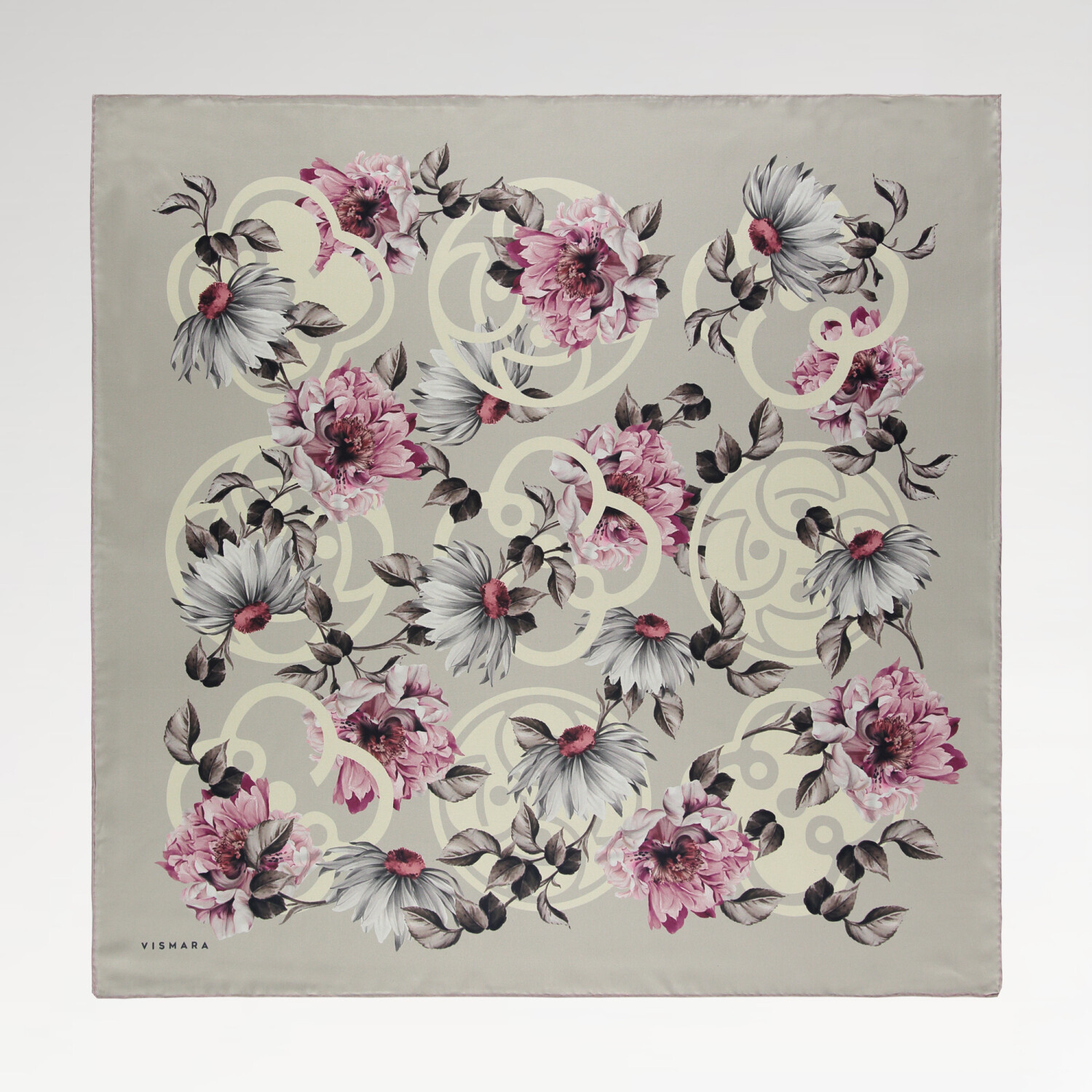 Sciarpa quadrata in twill di seta con motivo Powder Pure Grace - 1