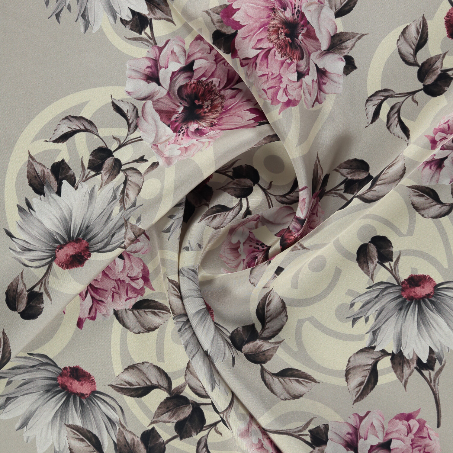 Sciarpa quadrata in twill di seta con motivo Powder Pure Grace - 2