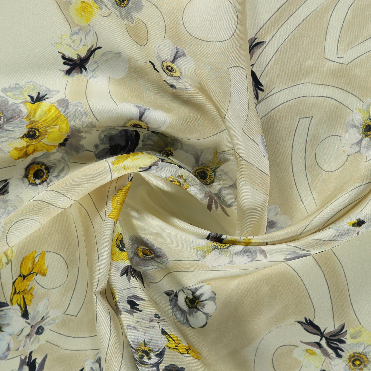 Sciarpa quadrata in twill di seta con motivo Primavera giallo - 2