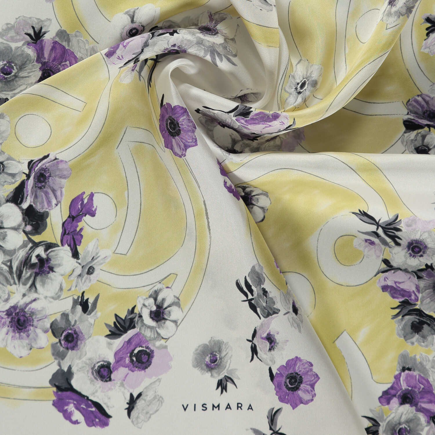 Sciarpa quadrata in twill di seta con motivo Primavera lilla - 2