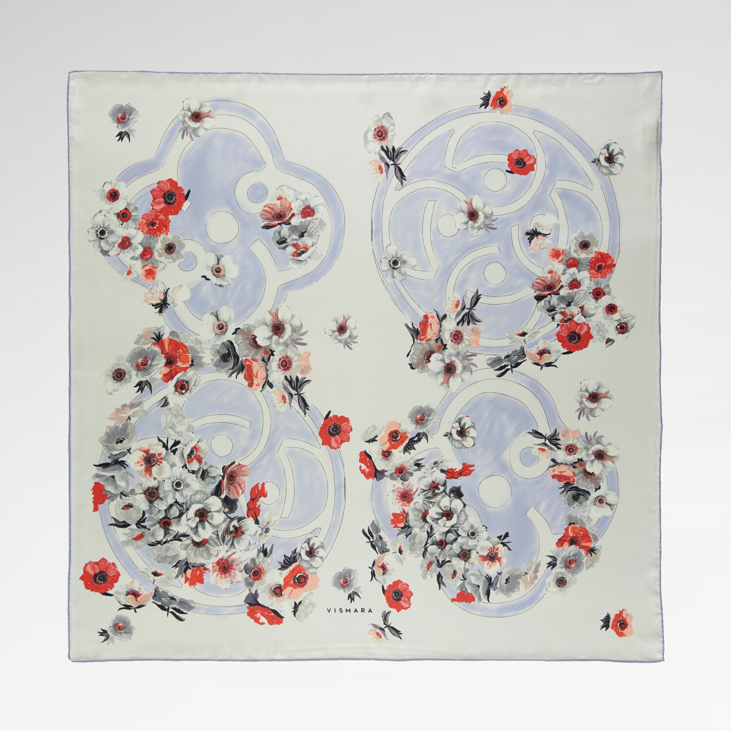 Sciarpa quadrata in twill di seta con motivo Primavera rosso - 1