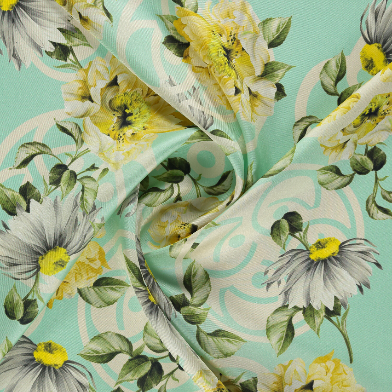 Sciarpa quadrata in twill di seta con motivo Pure Grace di Menta - 2