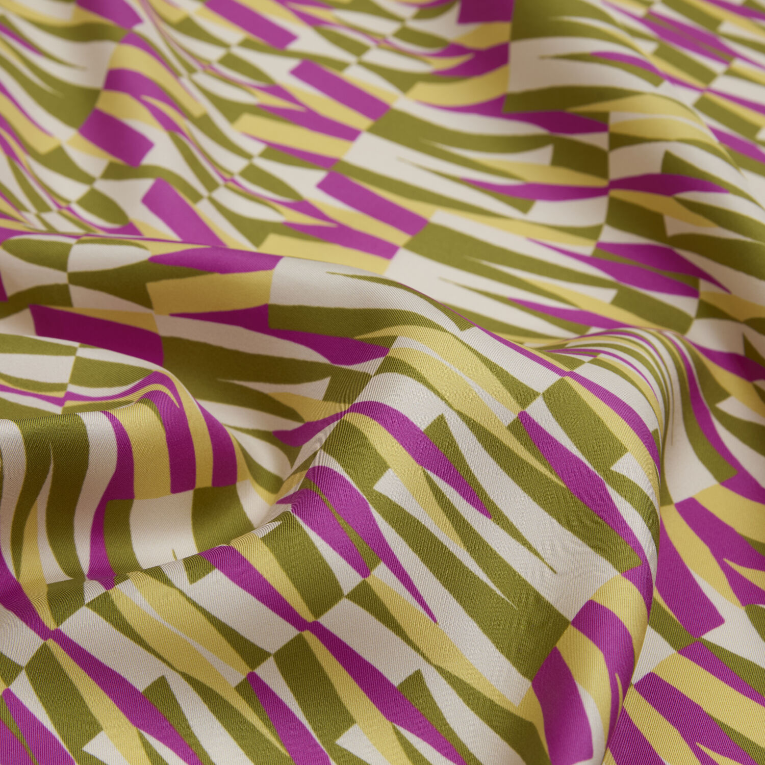 Sciarpa quadrata in twill di seta con motivo retrò Ikat dorato - 2