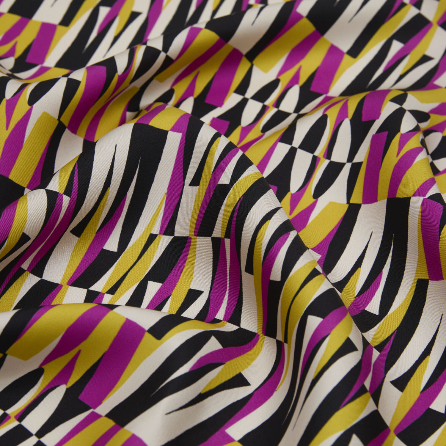 Sciarpa quadrata in twill di seta con motivo retrò Ikat rosa - 2