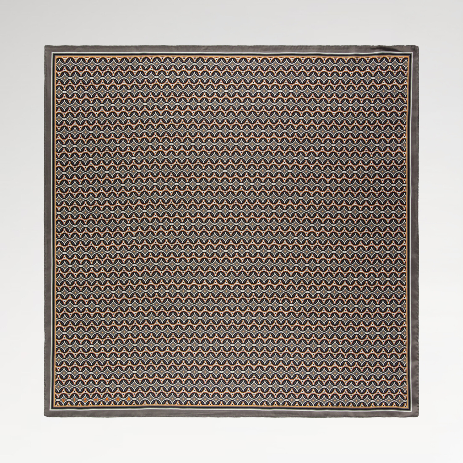 Sciarpa quadrata in twill di seta con motivo retrò in visone - 1