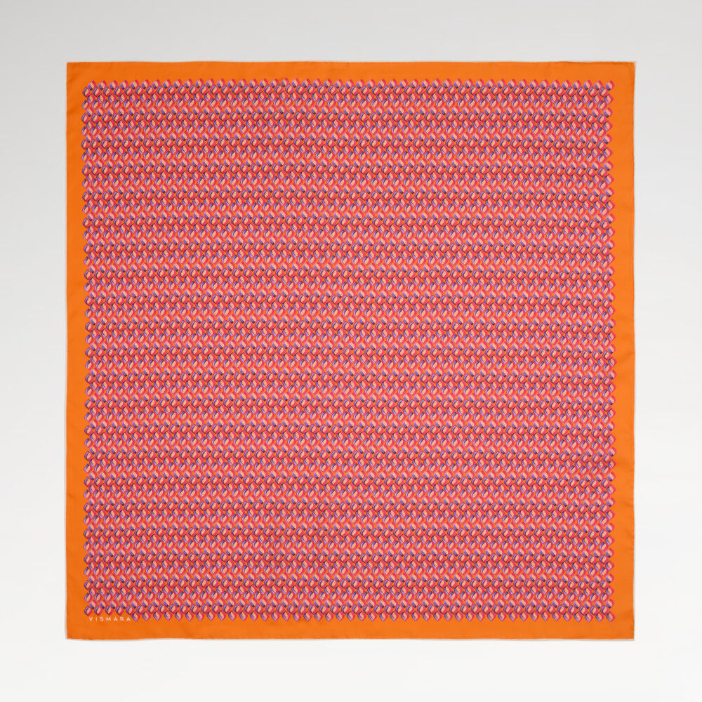 Sciarpa quadrata in twill di seta con motivo retrò Orange Prism
