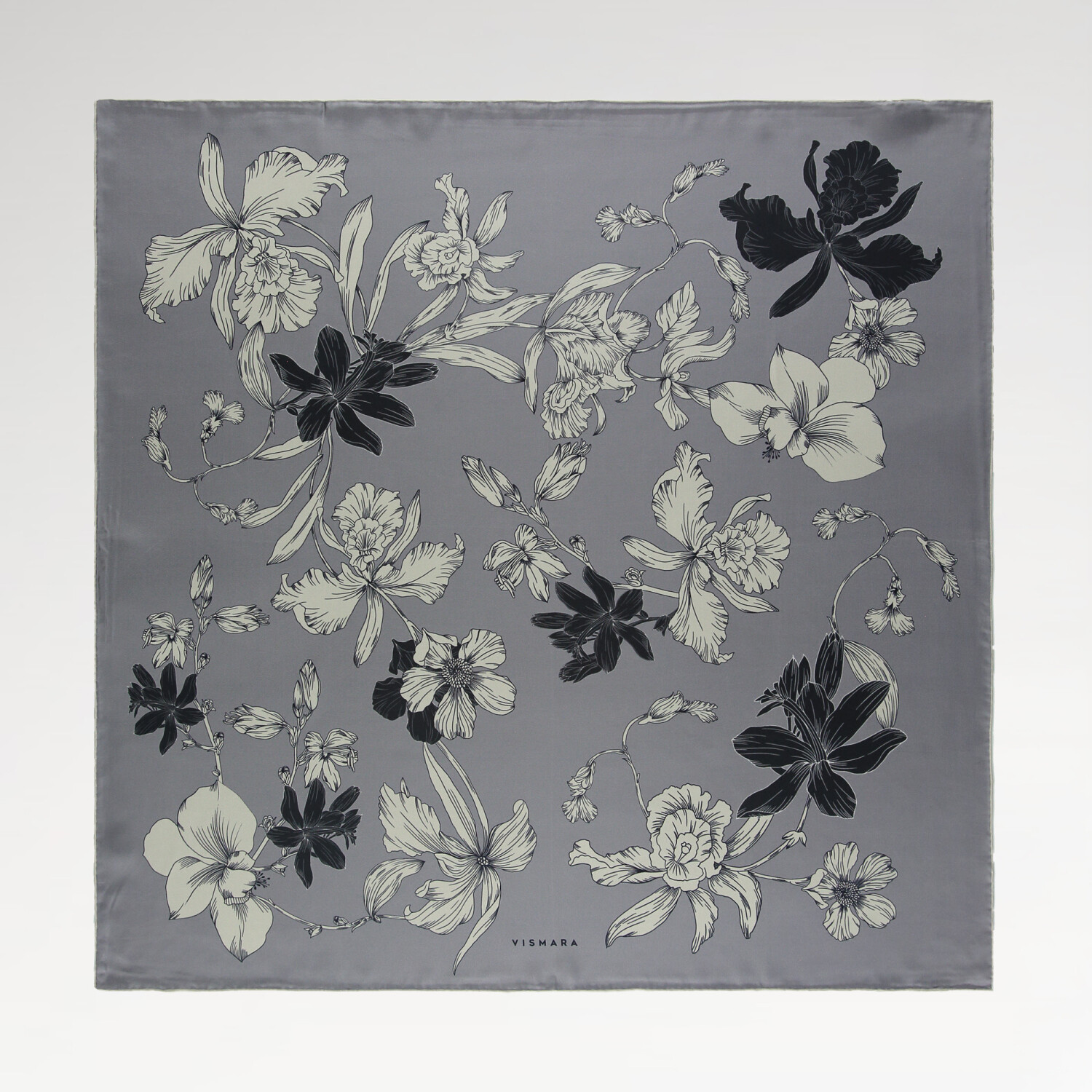 Sciarpa quadrata in twill di seta con motivo Stilltone grigio - 1