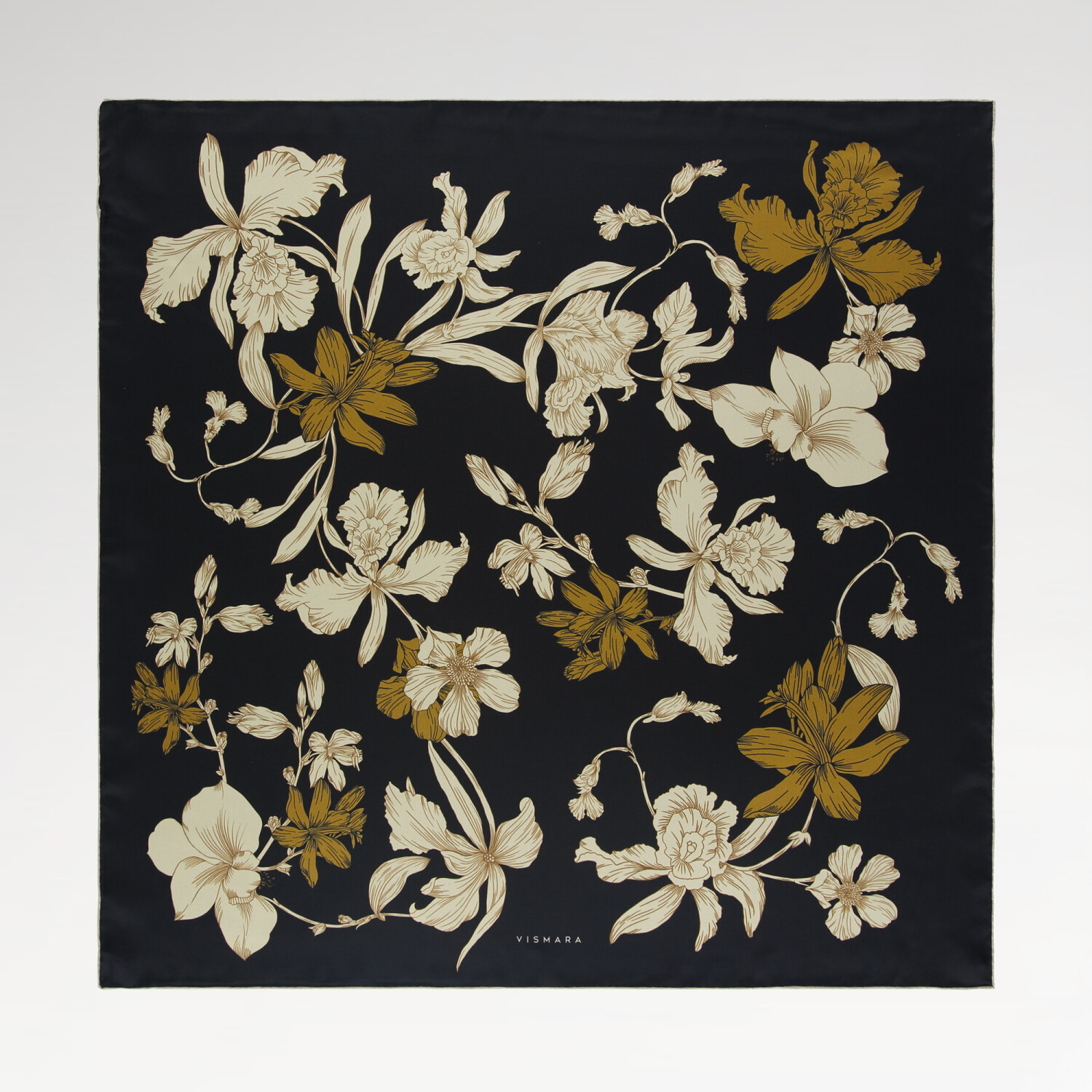 Sciarpa quadrata in twill di seta con motivo Stilltone nero - 1