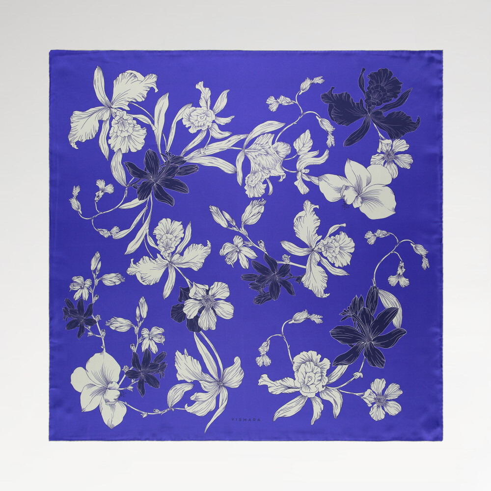 Sciarpa quadrata in twill di seta con motivo Stilltone viola