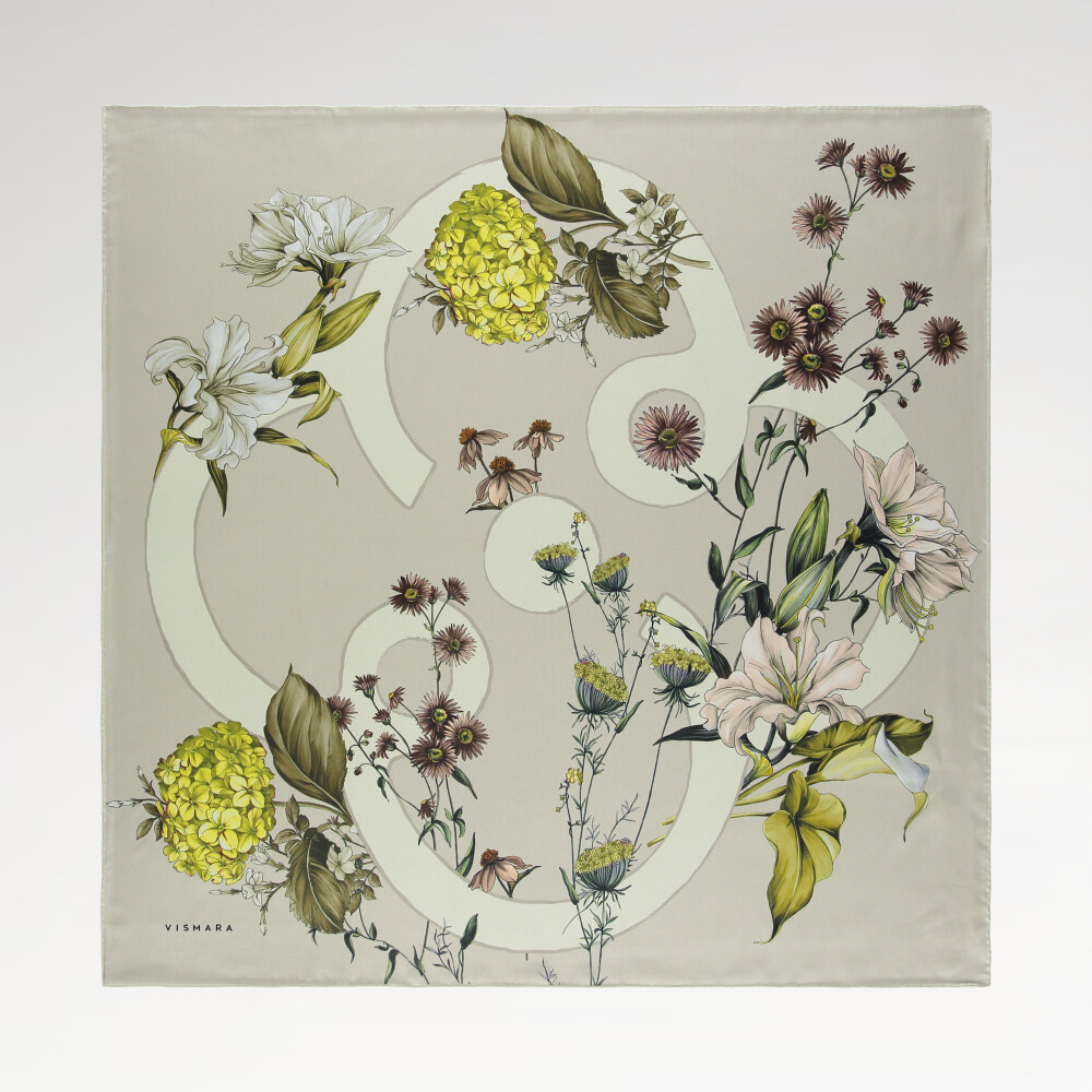 Sciarpa quadrata in twill di seta con motivo Virelle di visone