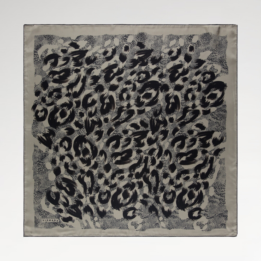 Sciarpa quadrata in twill di seta con stampa leopardata Light Stone