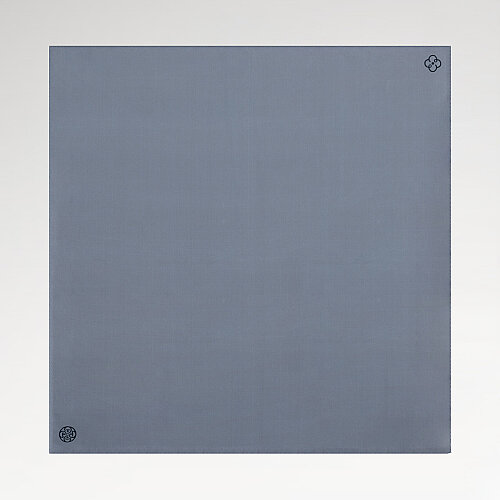 Sciarpa quadrata in twill di seta double-face beige scuro - azzurro chiaro - Vismara