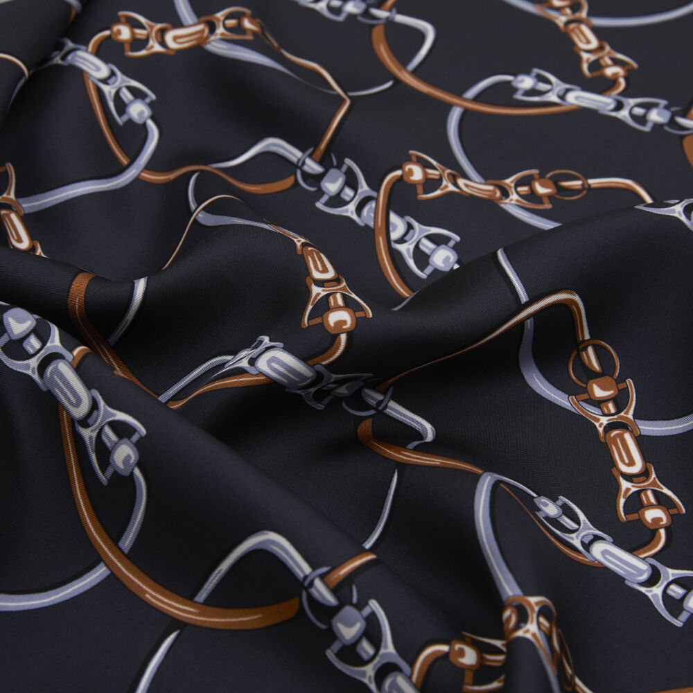 Smoke Chain Pattern Twill Silk Square Scarf - Vismara