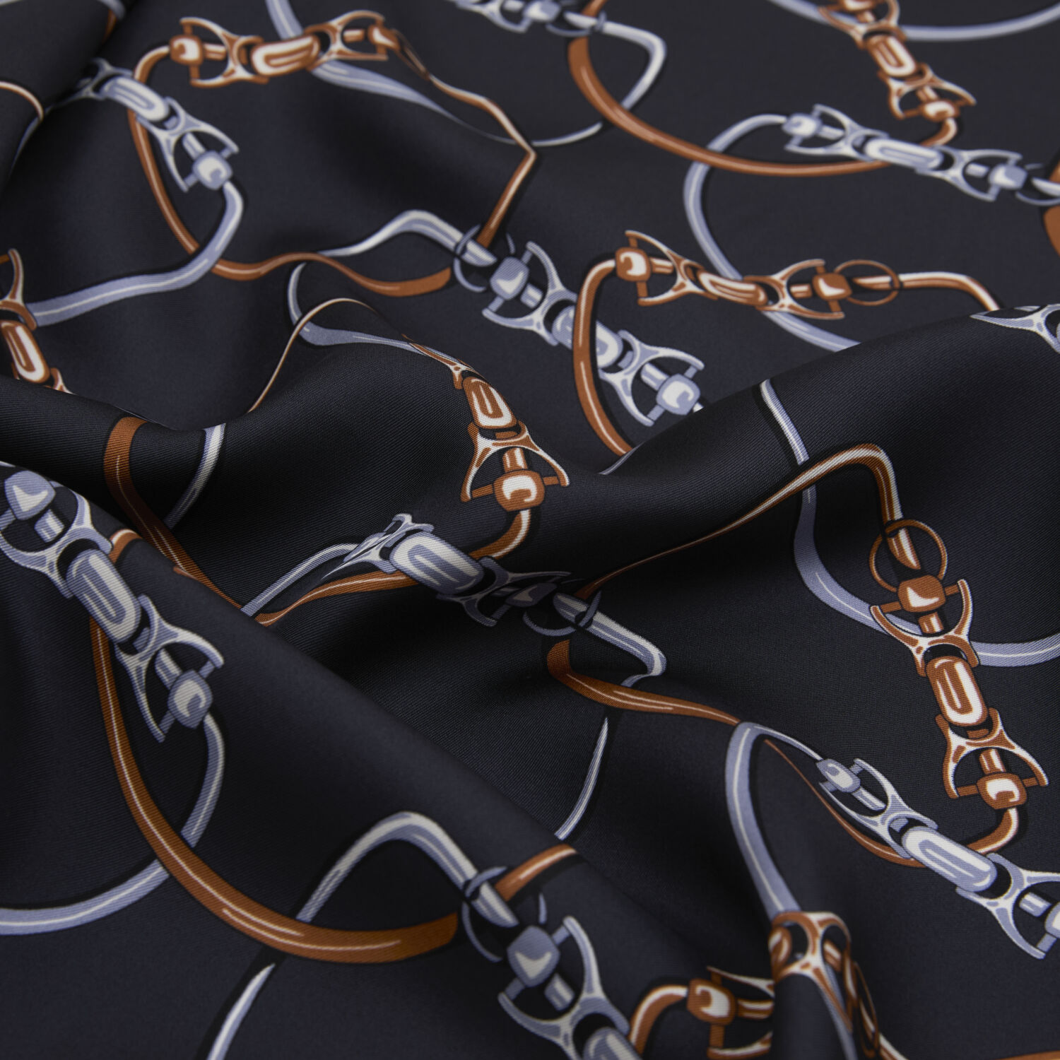 Smoke Chain Pattern Twill Silk Square Scarf - 2