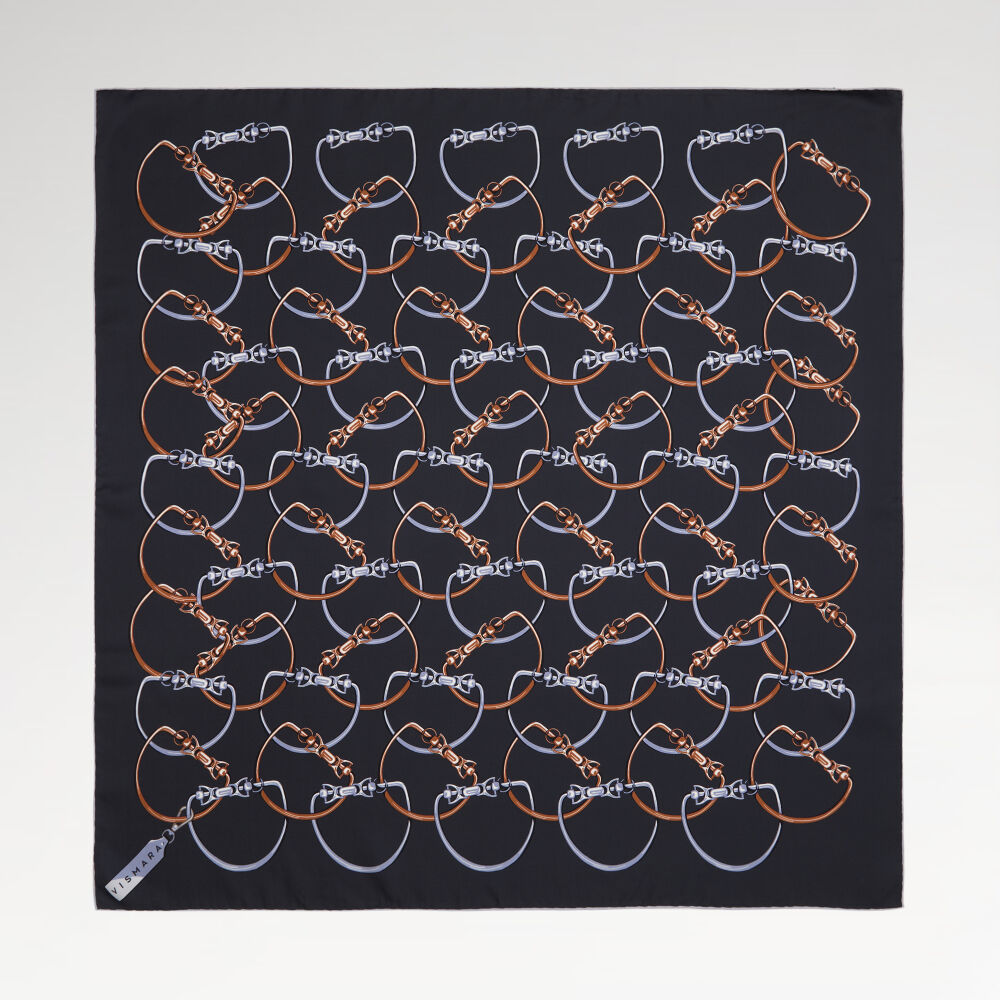 Smoke Chain Pattern Twill Silk Square Scarf