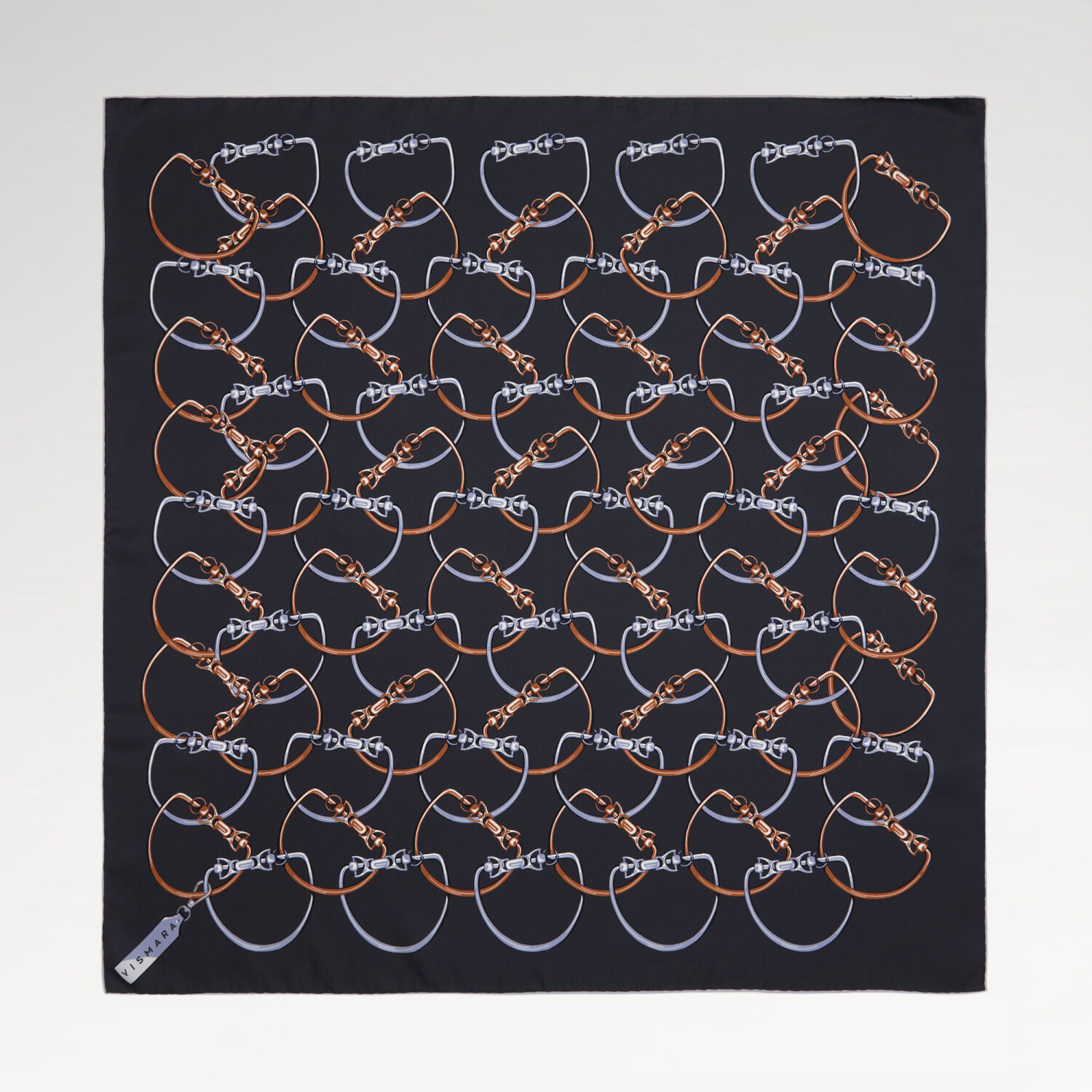 Smoke Chain Pattern Twill Silk Square Scarf - 1
