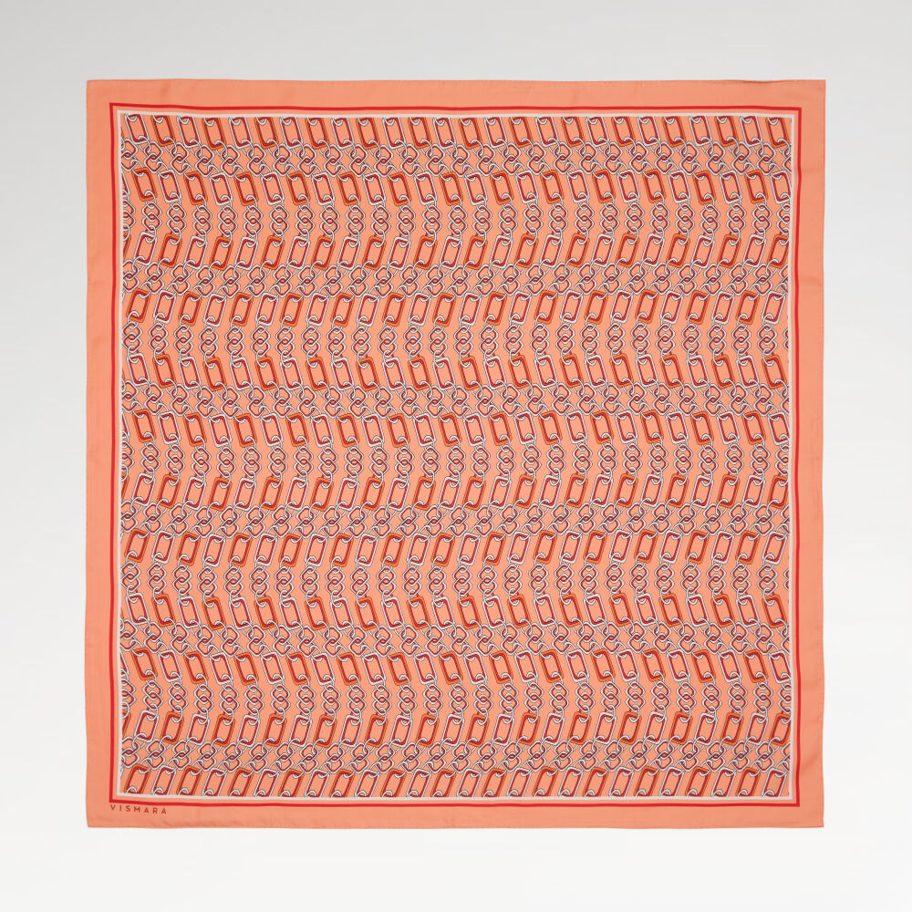 Somon Modern Zincir Desen Twill İpek Eşarp