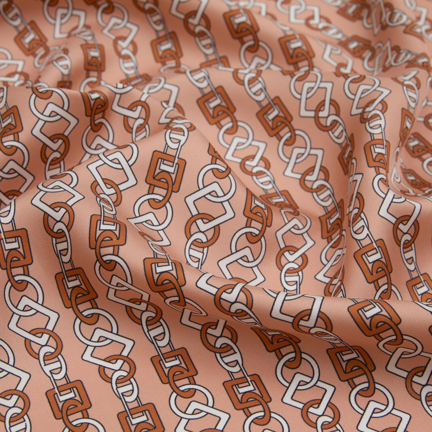 Somon Zincir Motif Desenli Twill İpek Eşarp - 2