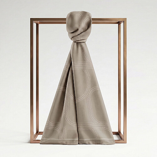 Stone Mira Geometric Pattern Jacquard Cotton Silk Scarf