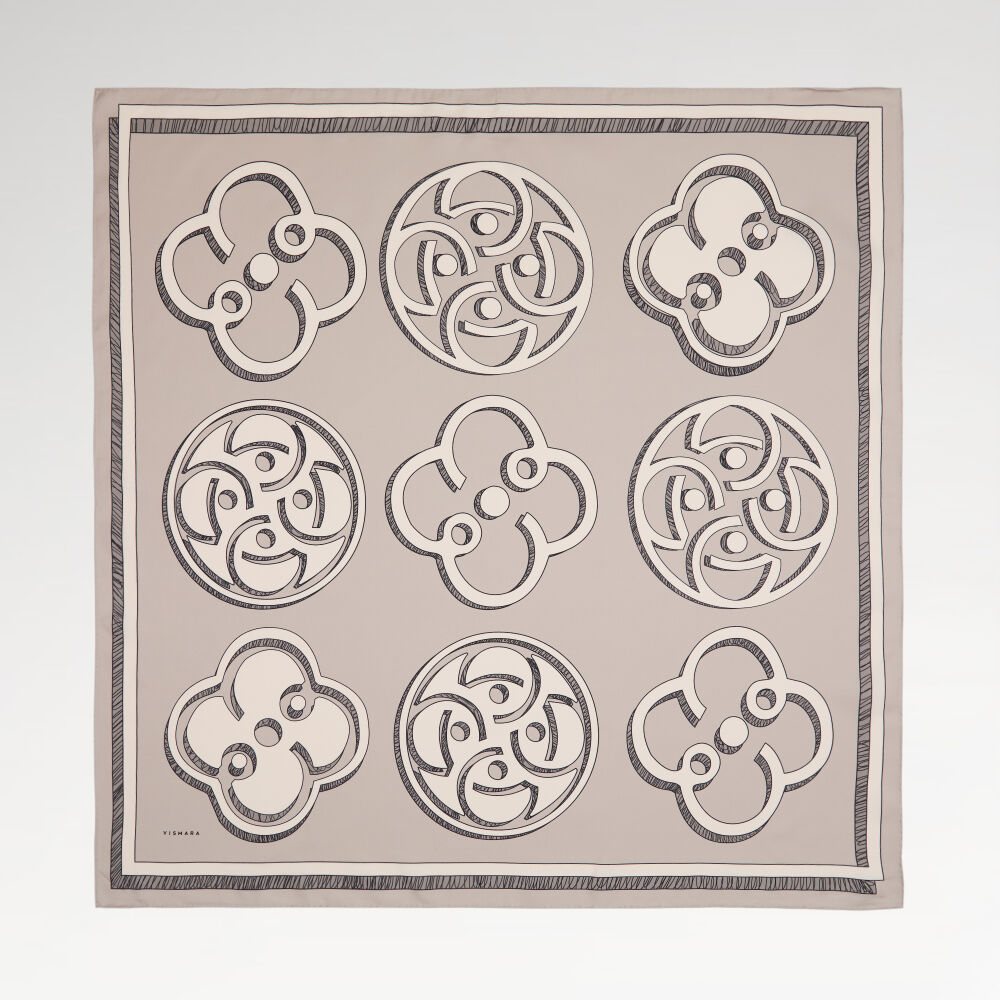 Stone Vismara Monogram Patterned Twill Silk Square Scarf