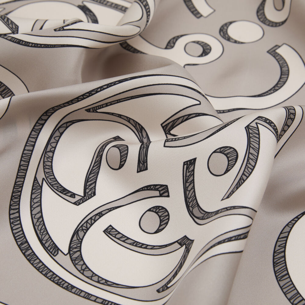 Stone Vismara Monogram Patterned Twill Silk Square Scarf - Vismara