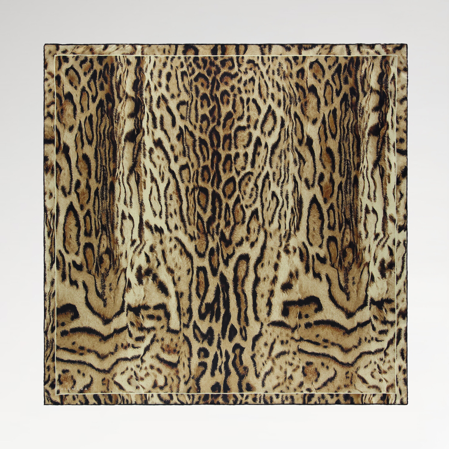 Taba Leopar Motifli Desen Twill İpek Eşarp - 1